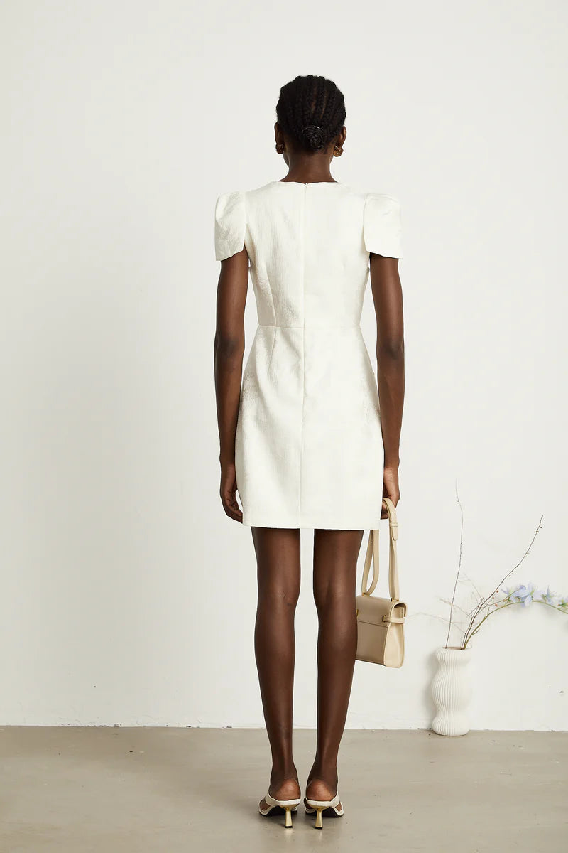 Coralie White Petal-Detail Mini robe robe