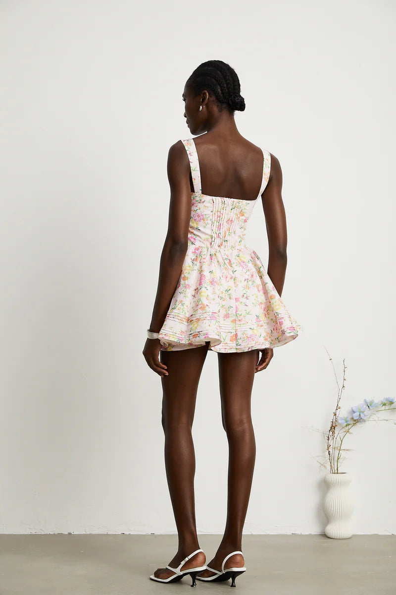 Kara Mini robe en coton à imprimé floral