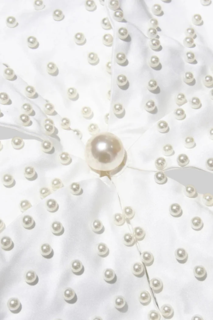 Sleeveless 3D Floral Pearl Top - White