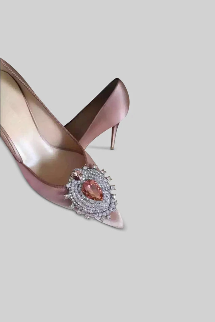 Satin Stiletto mit Diamond Detail - Pink