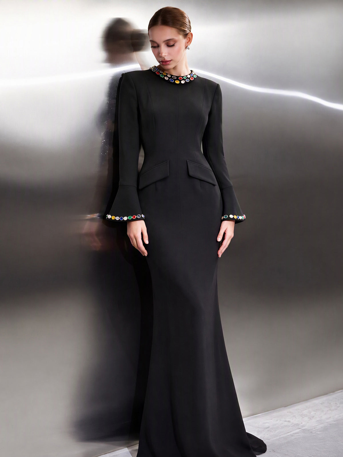 Royal Gem Bell Sleeve Dress