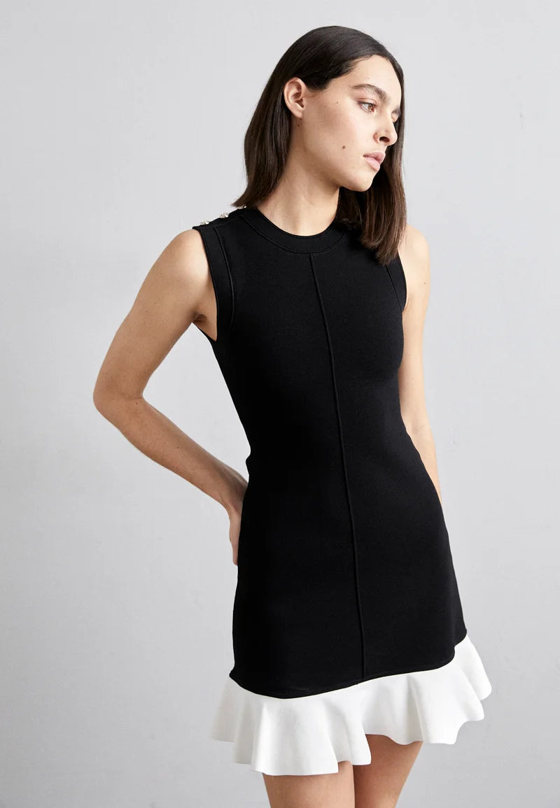 SANDRO Cropped two-tone dress