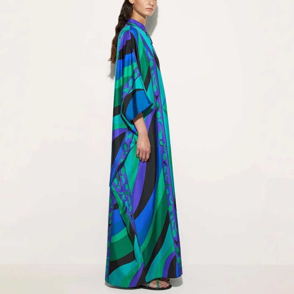 Round Neck Tie-Up Printed Dress