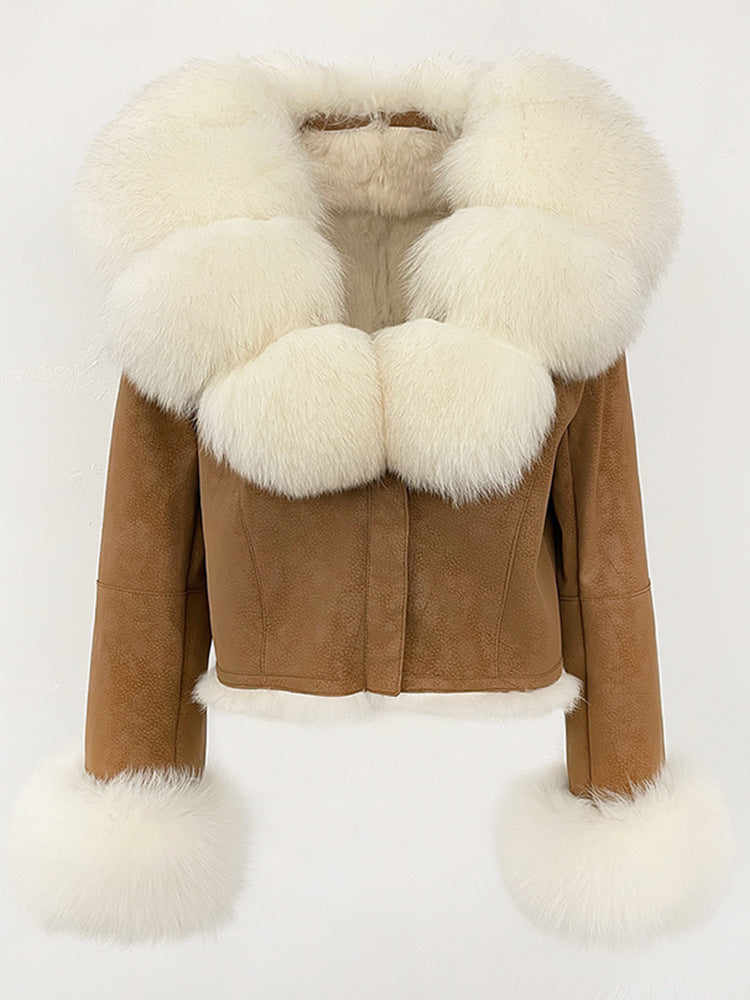 suede fur coat women's fashion slimming jacket