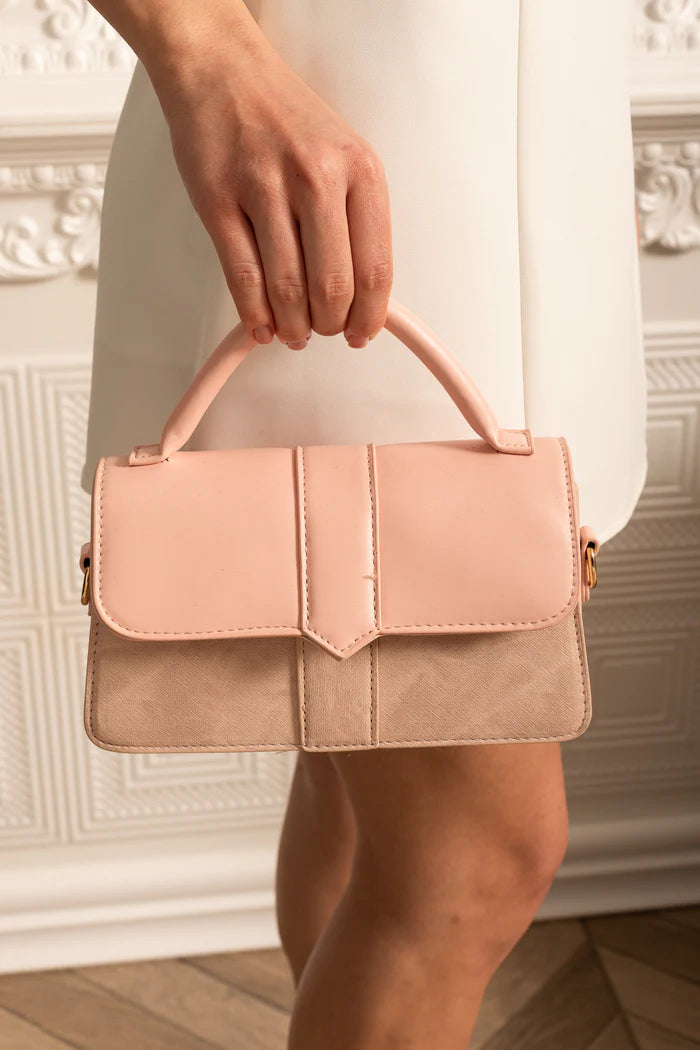 Dual Texture Purse With Concealed Closure - Pink