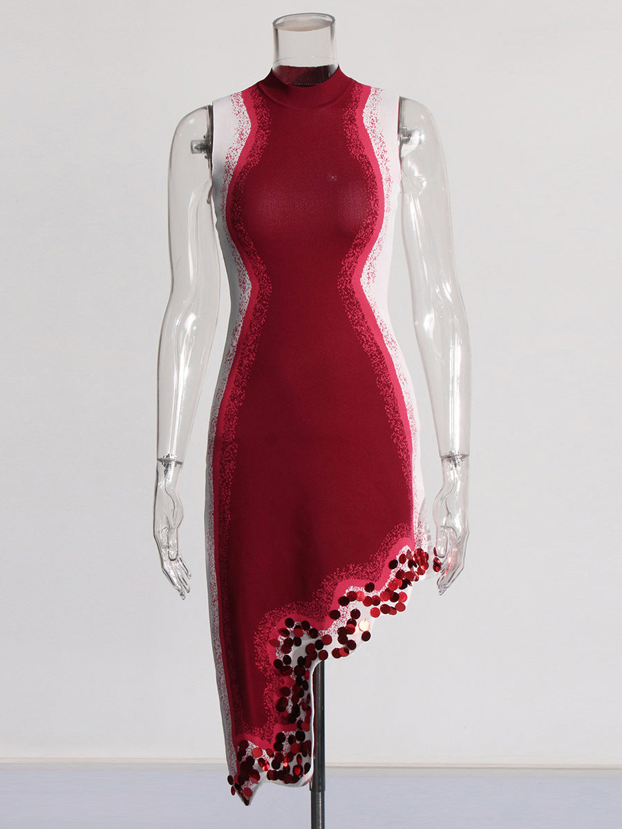 Wavy edge irregular stitching  dress
