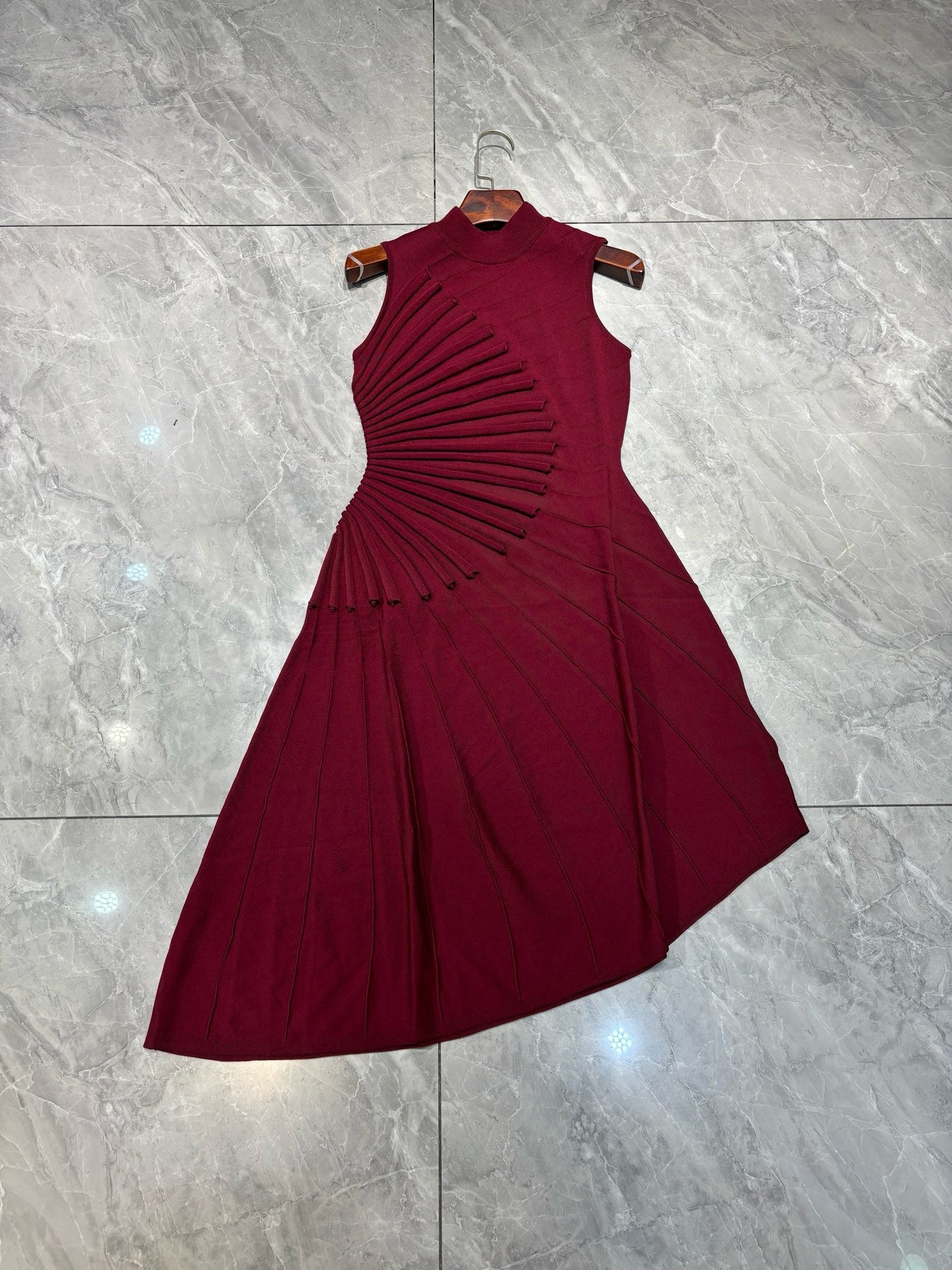 Waist-Cinching A-Line Asymmetrical Knit Dress