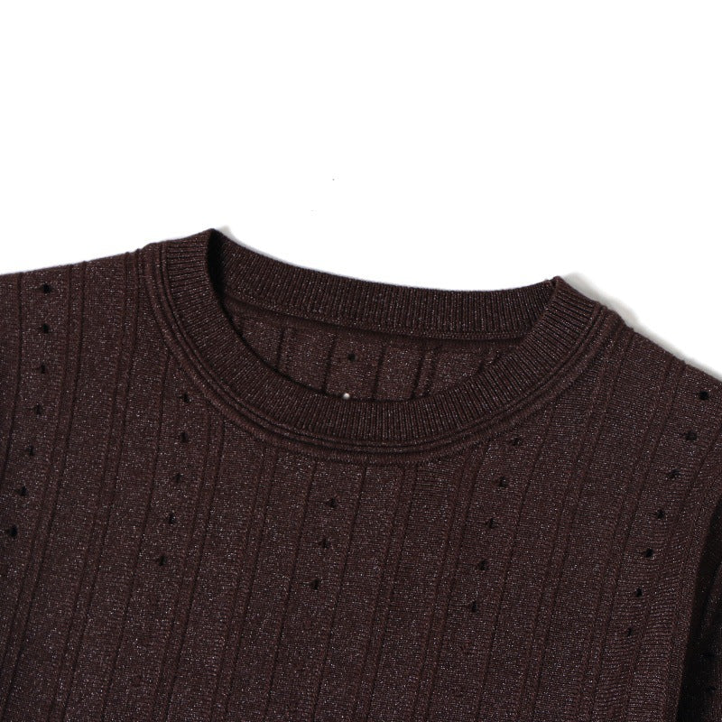 silver thread midi knitted dress