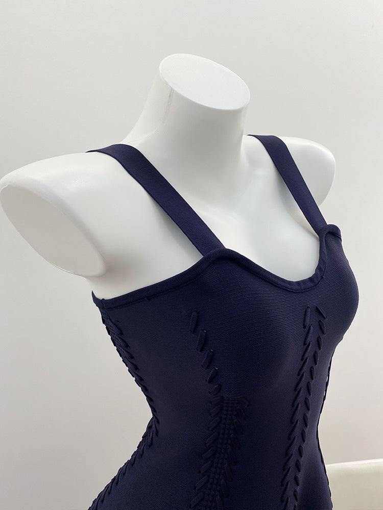Strappy Retro Design Suspender Dress + Short-Sleeved Cardigan