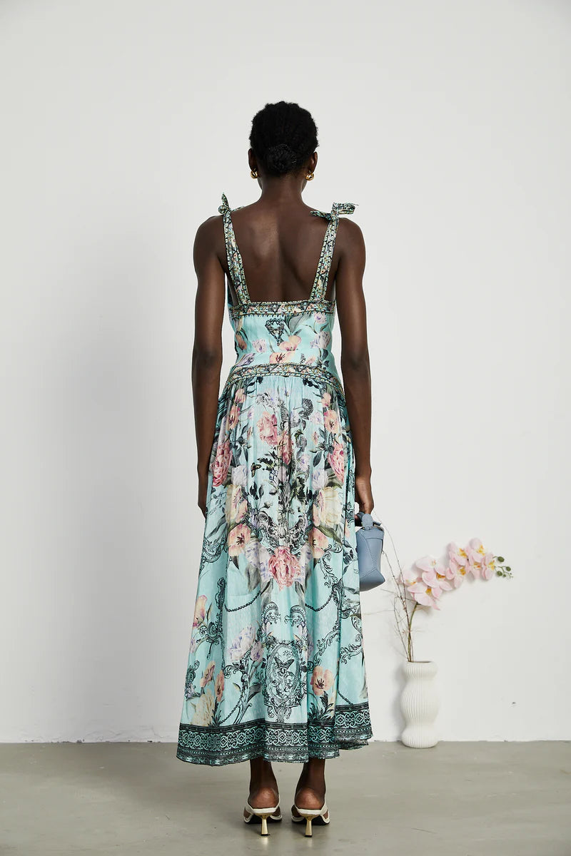 Saira tie-shoulder midi dress