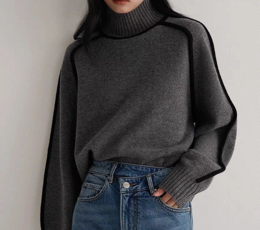 Winter stripes slimming loose pullover