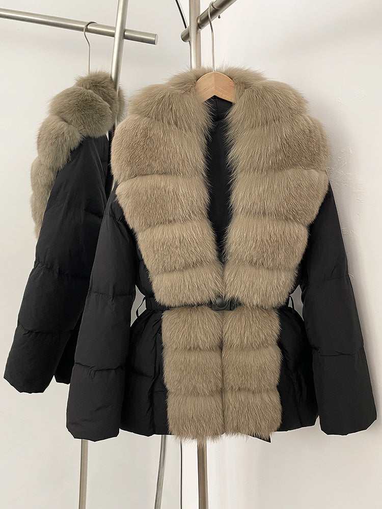 Fur collar slimming down jacket