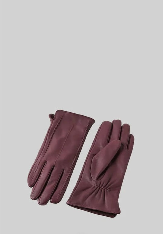 Bespoke Stitching Leather Gloves - Burgundy