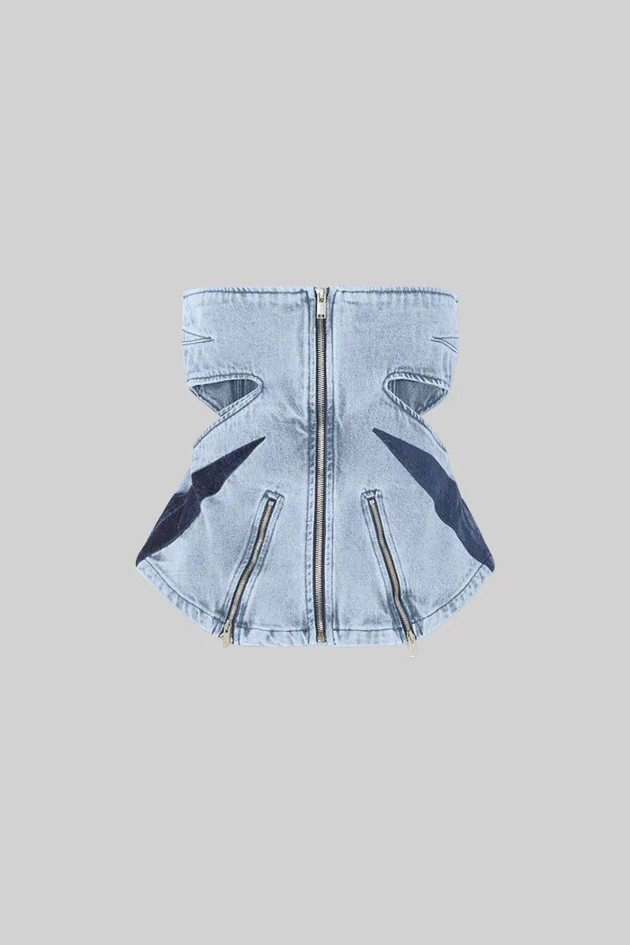 Two Piece Denim Co-Ord Set - Blue