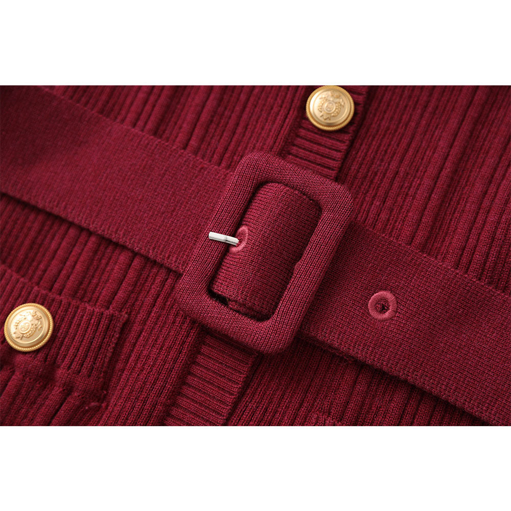 Cross-border hip flared sleeve knitted dress