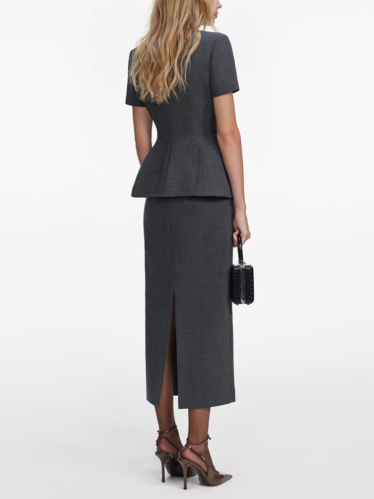Short-Sleeve Bodycon Skirt Two-Piece Set