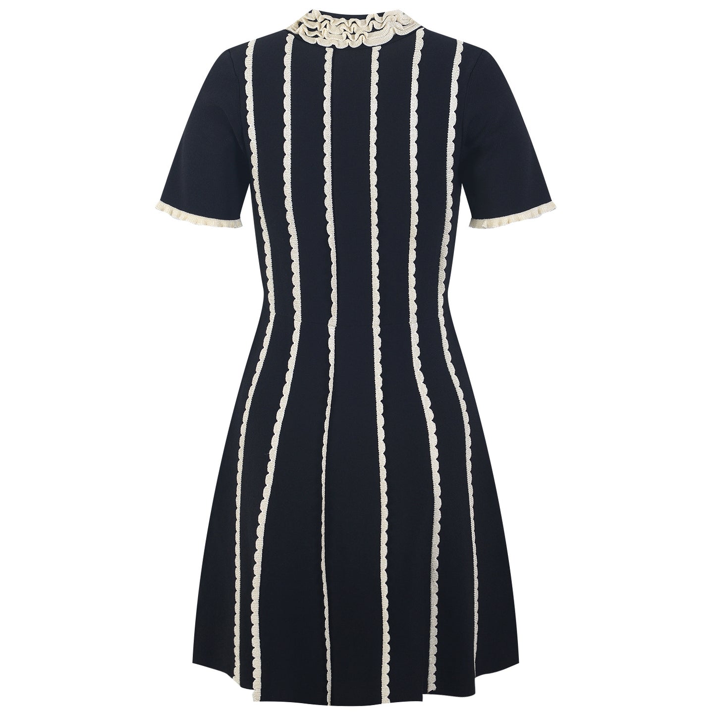 Doll Collar Short Sleeve Zipper Dress