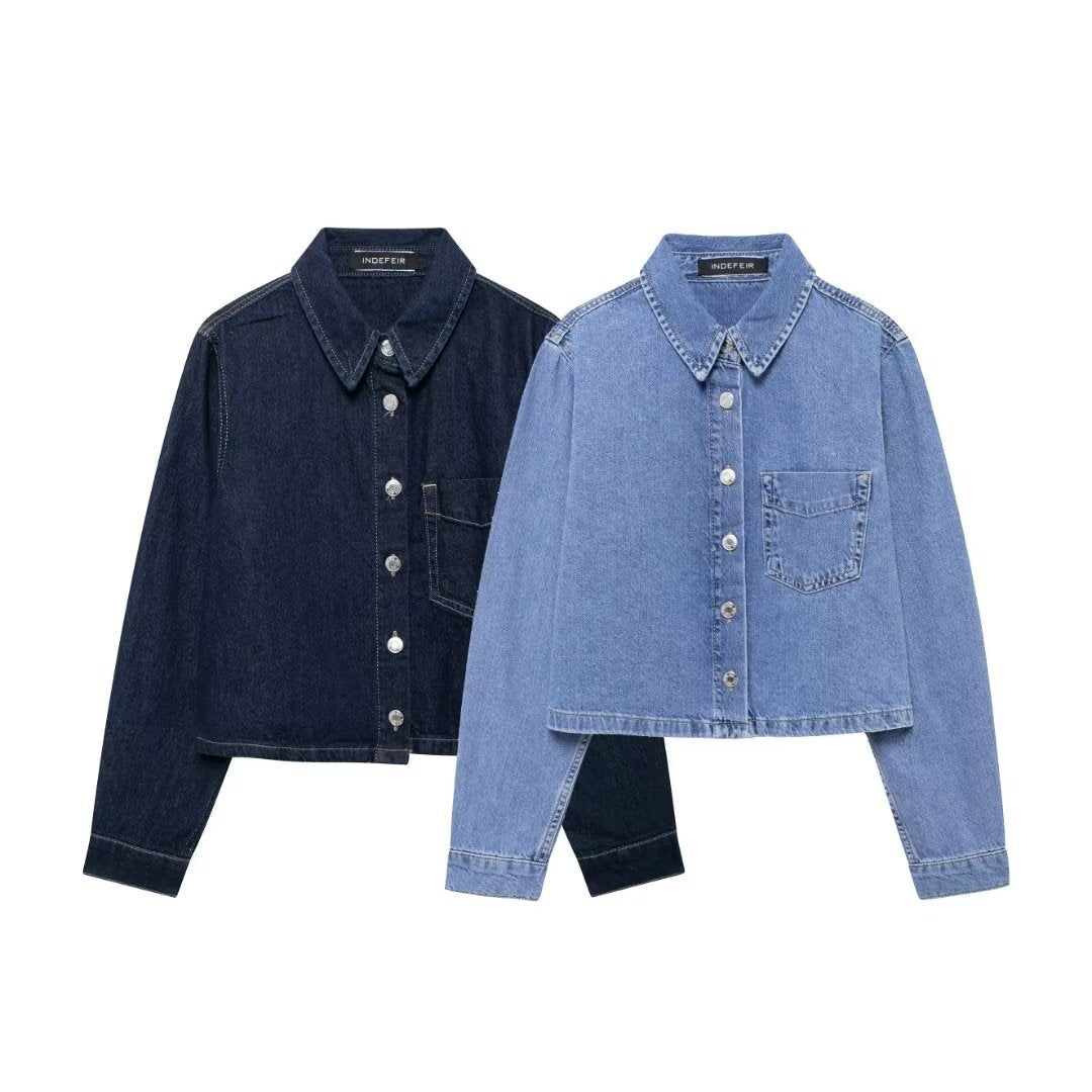 Denim shirt jogging jeans set