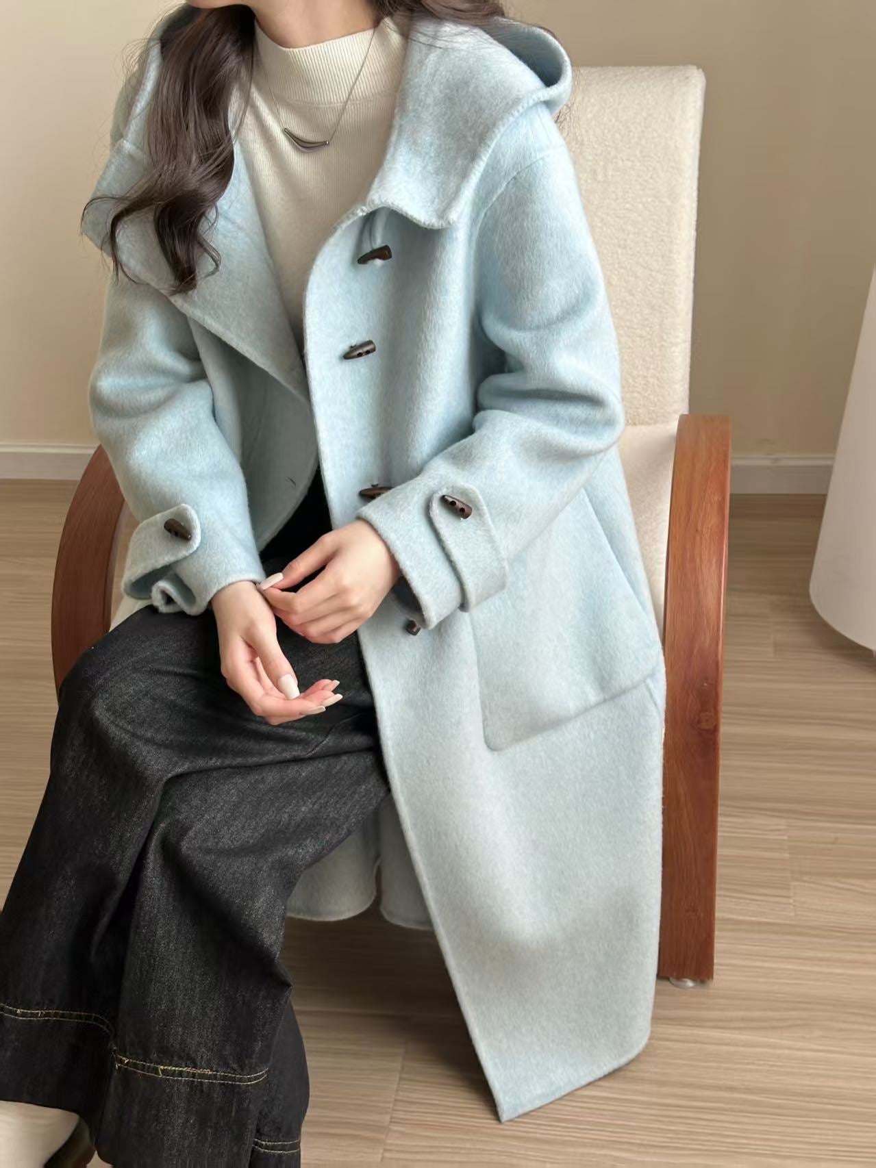 Reversible cashmere long coat