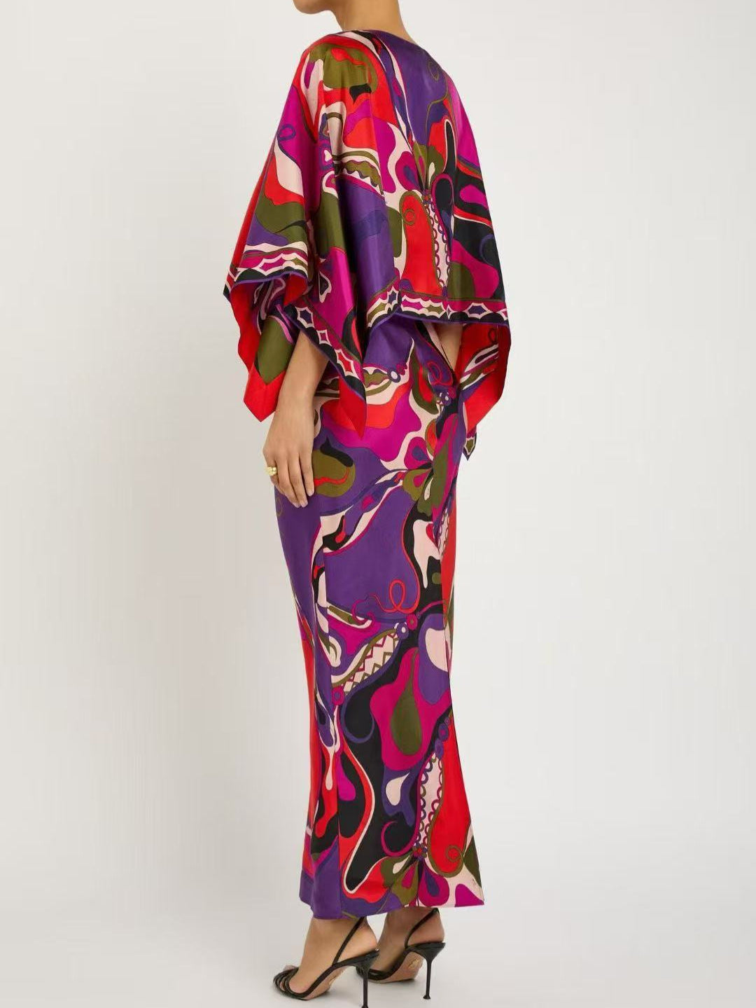 New Spring Silk Cape + Suspender Dress Digital Print Set