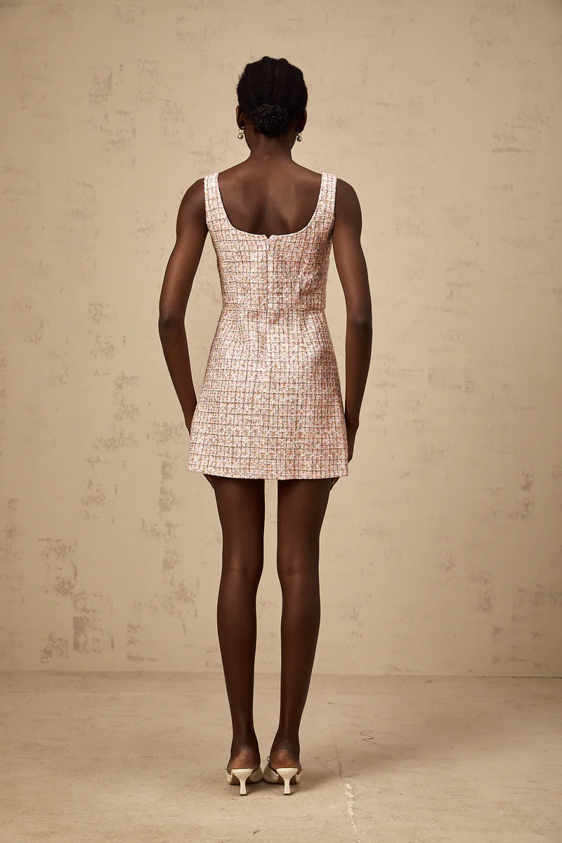 Aoife Pink Embellifhed Tweed mini robe