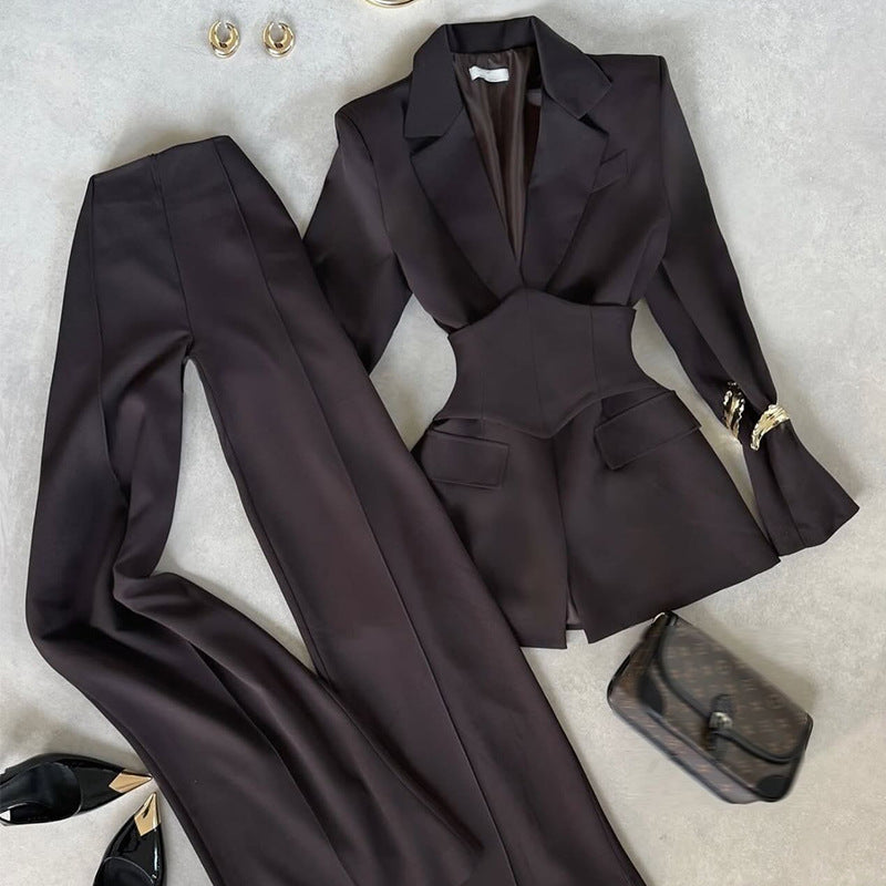 High-waisted trousers casual suit