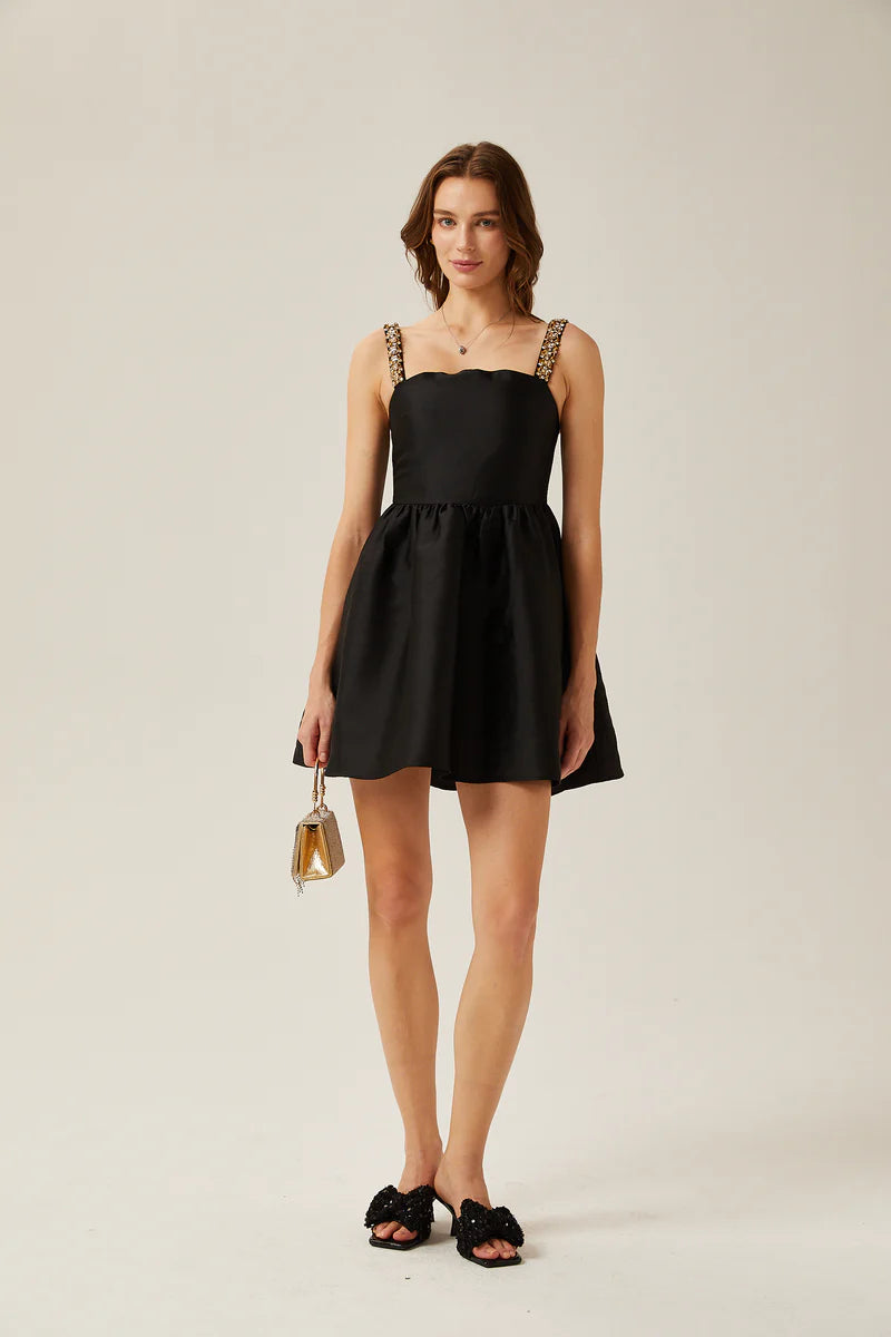 Mini robe moelleuse à plissage plissée en cristal