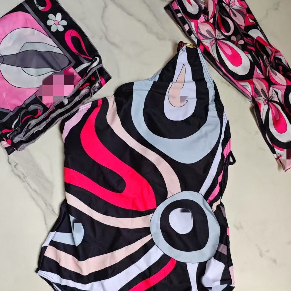 Striped Bikini Scarf Swimwear