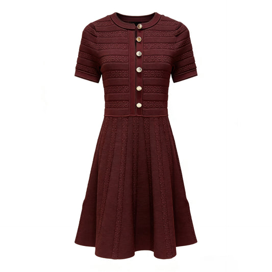Hollow Slim  Crew Neck dress