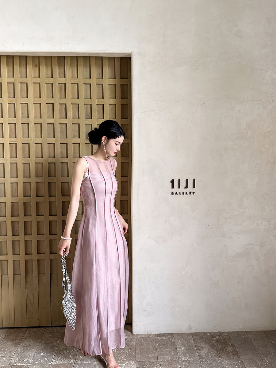 Gauze   maxi   two set  dress