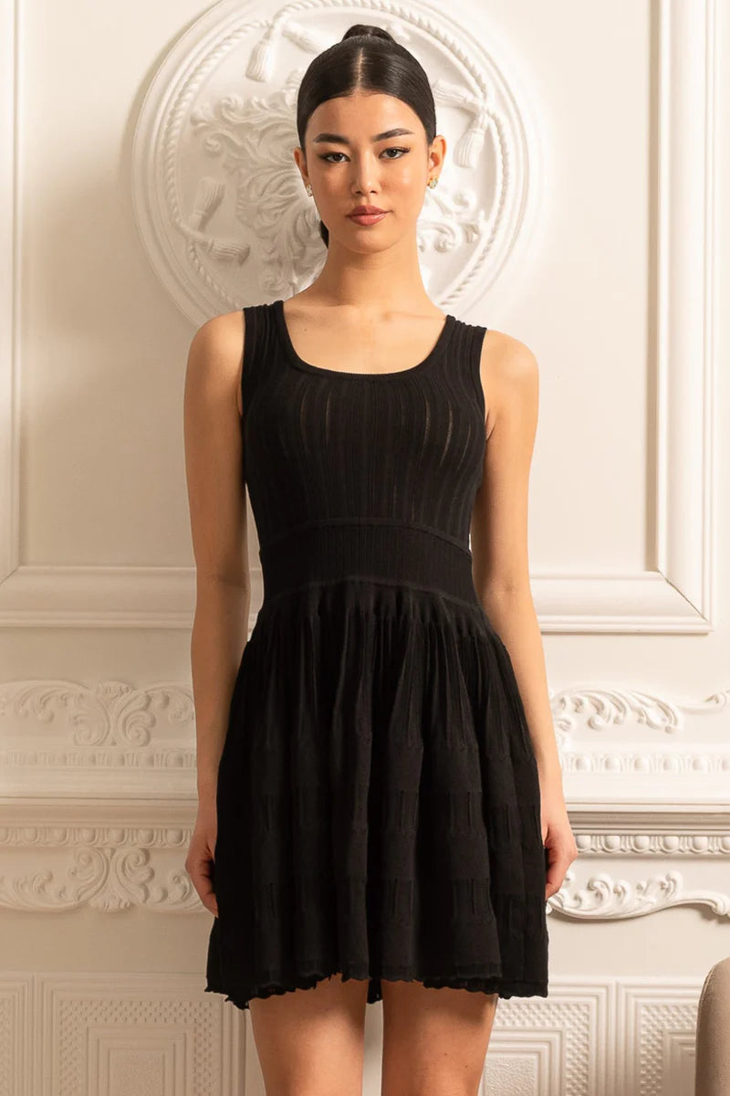 Mini robe ajustée avec texture côtelée - noir