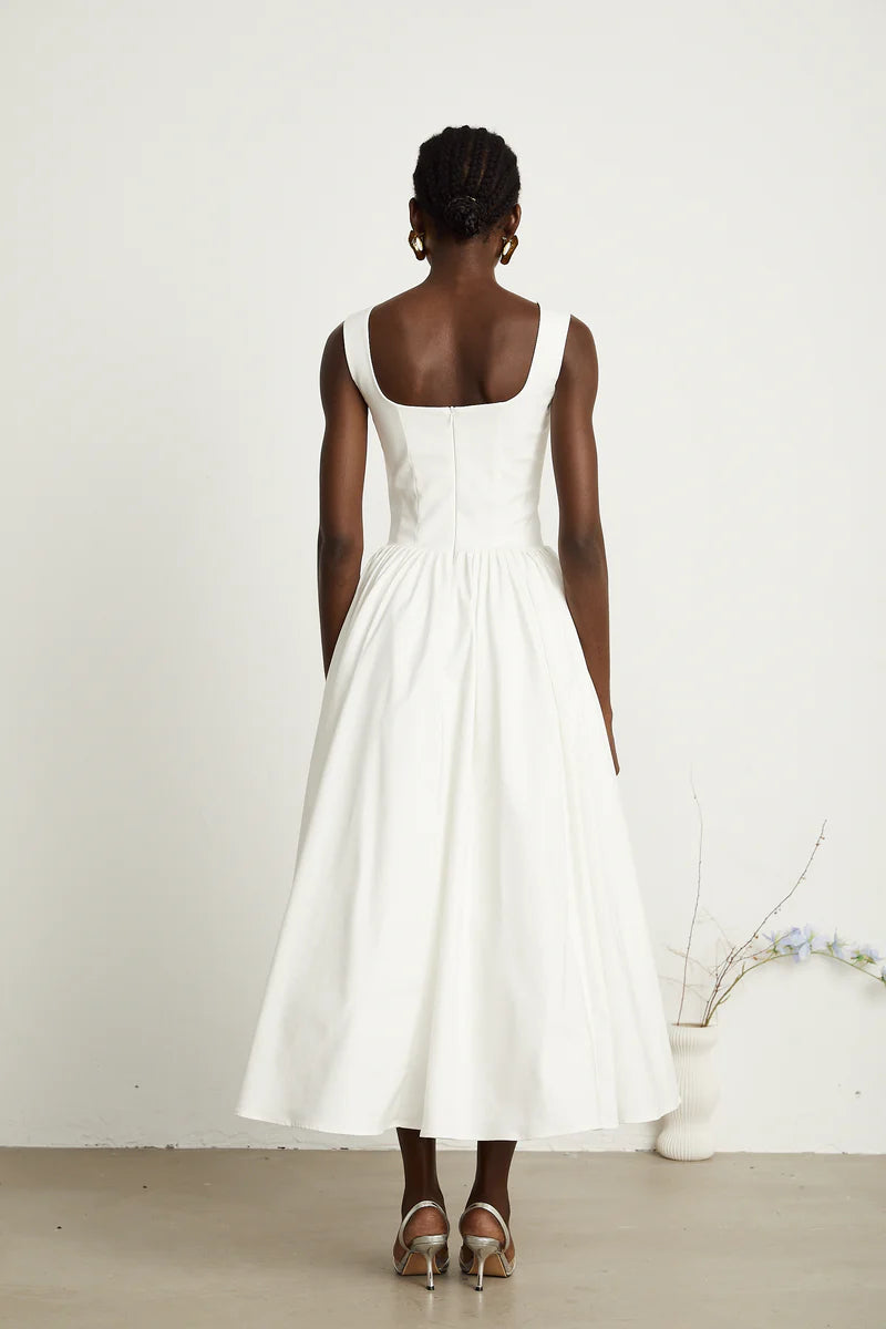 Sadie white pleated corset gown dress