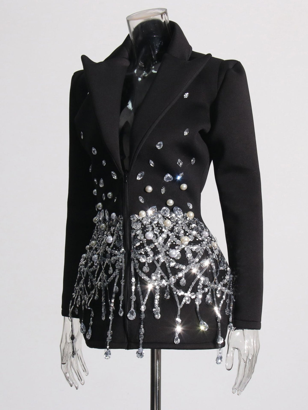 Crystal Fringe Blazer Dress