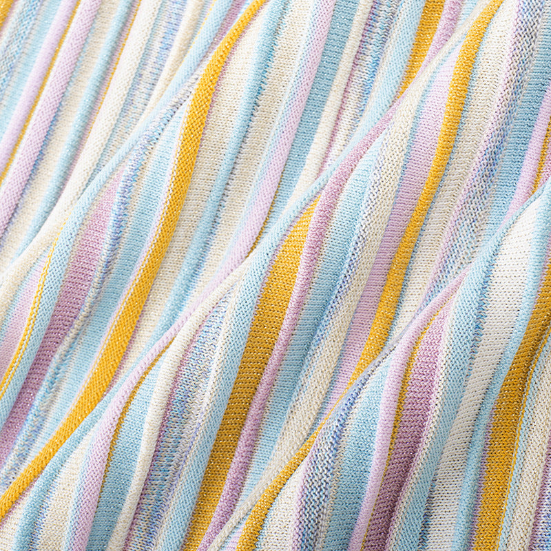 Striped Contrast Midi Knitted Dress