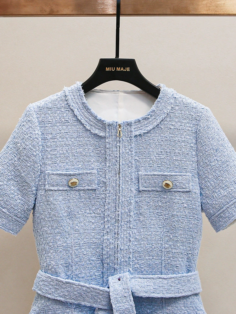 Robe plissée en tweed