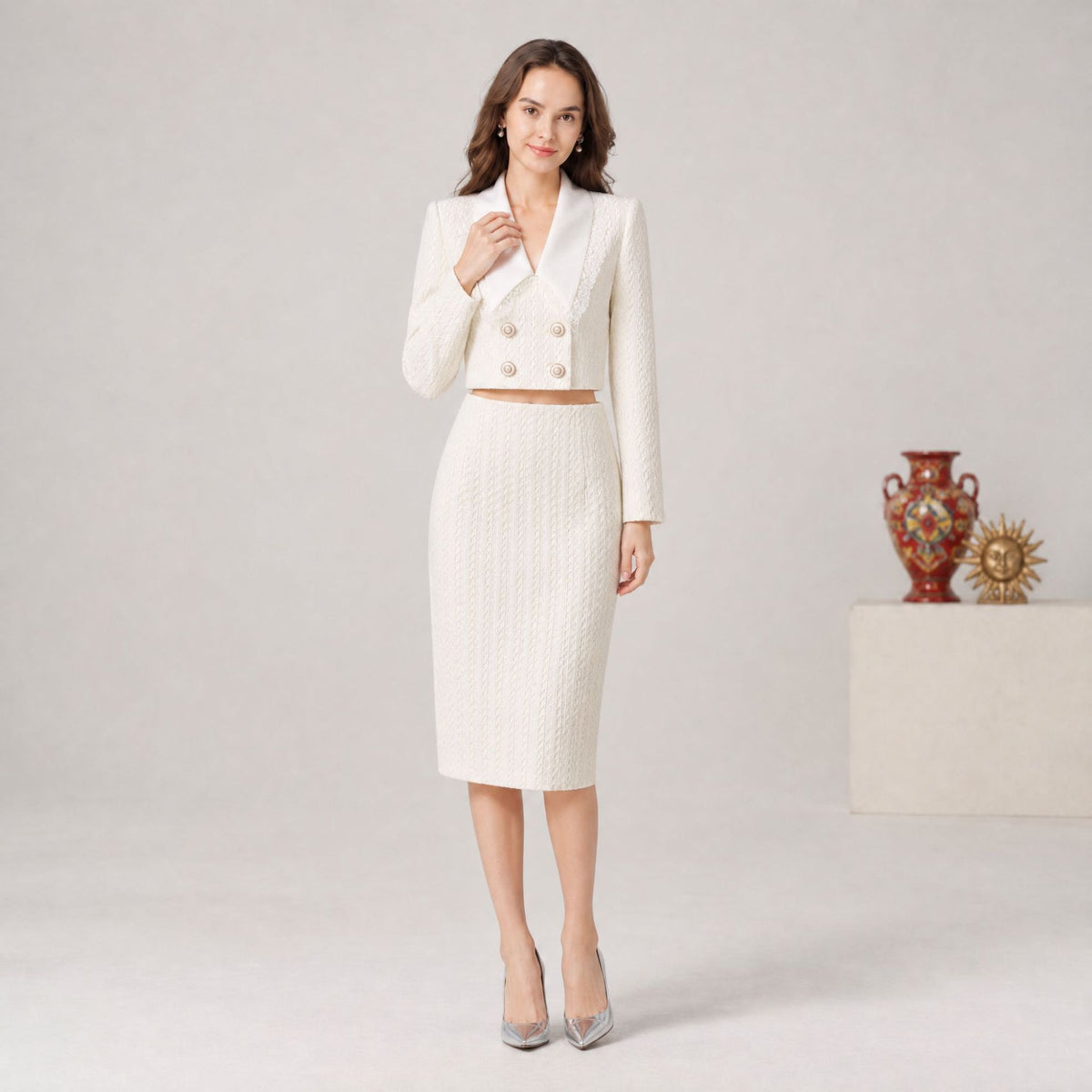 Ivory Pearl Tweed Co-ord Set
