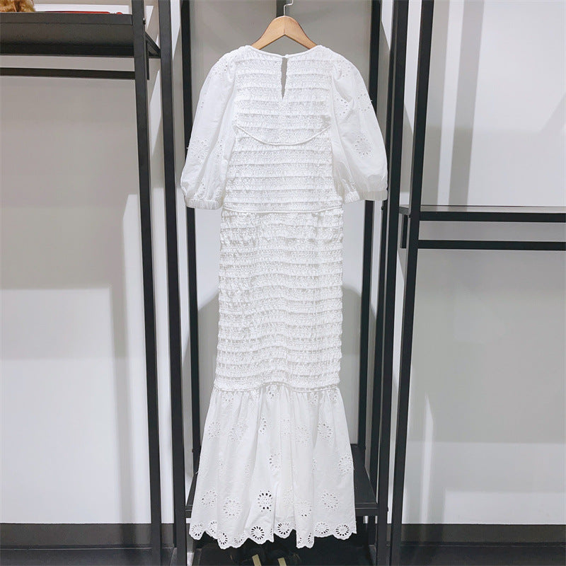 cable slim patchwork mermaid dress