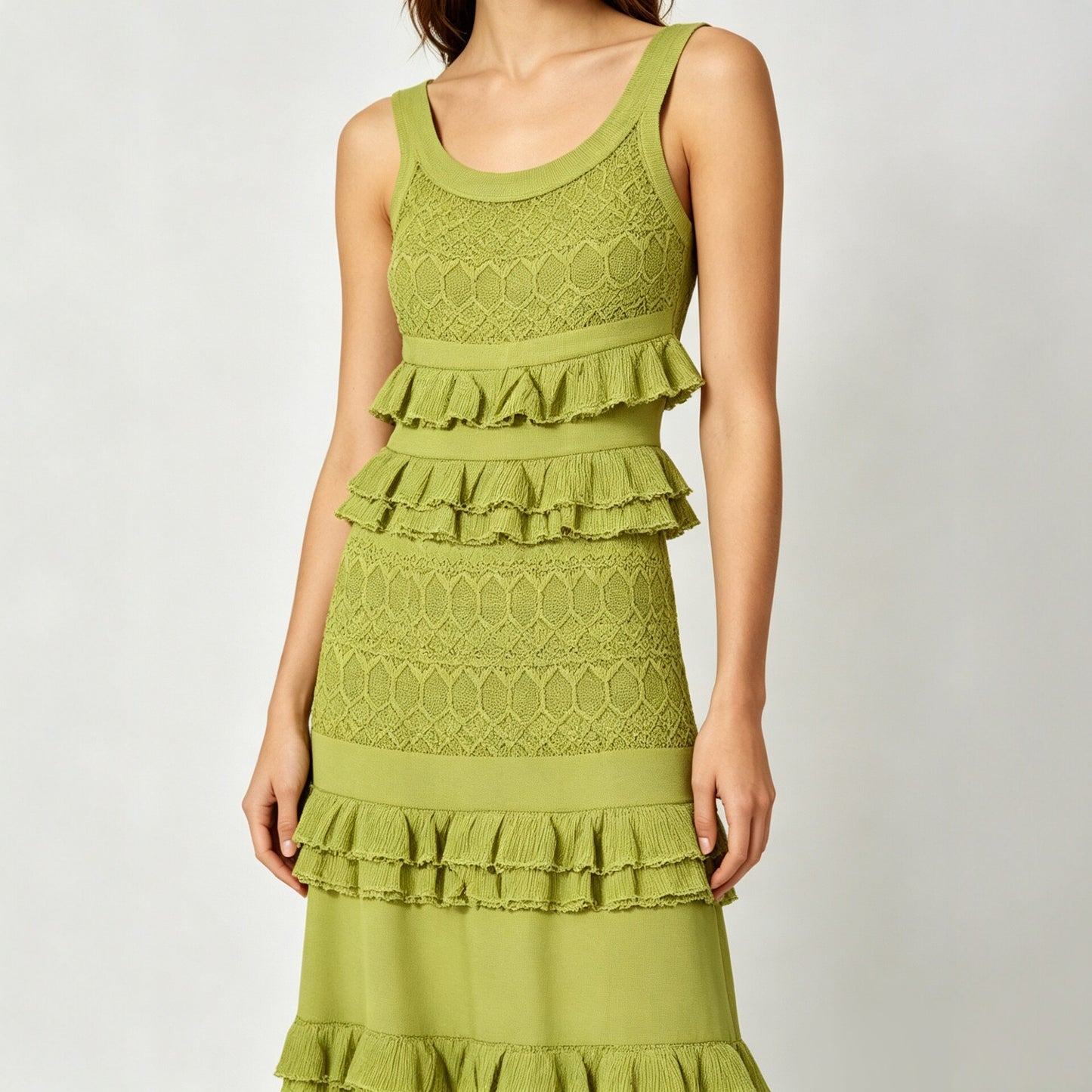 Inner Ruffled Hollow-Out Sleeveless Dress