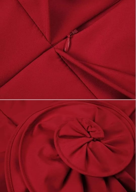Asymmetrical off shoulder mini dress -red