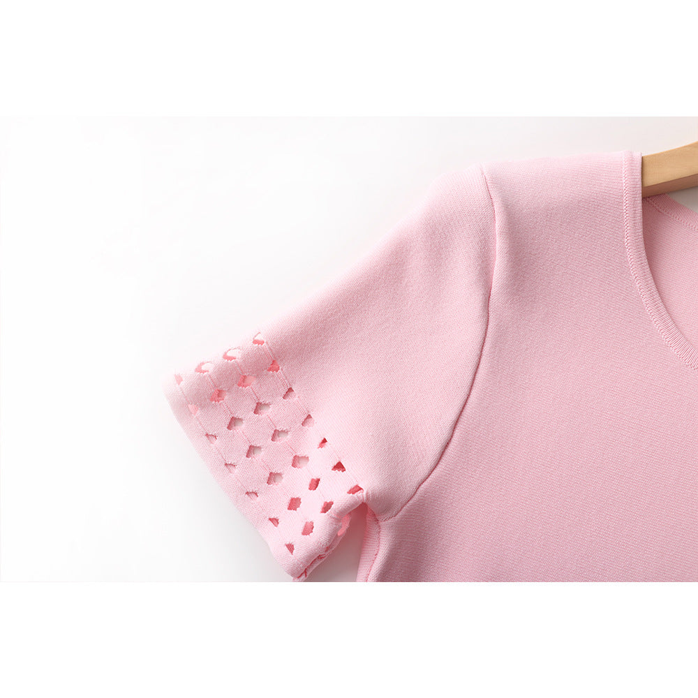 Hollow short-sleeved skirt