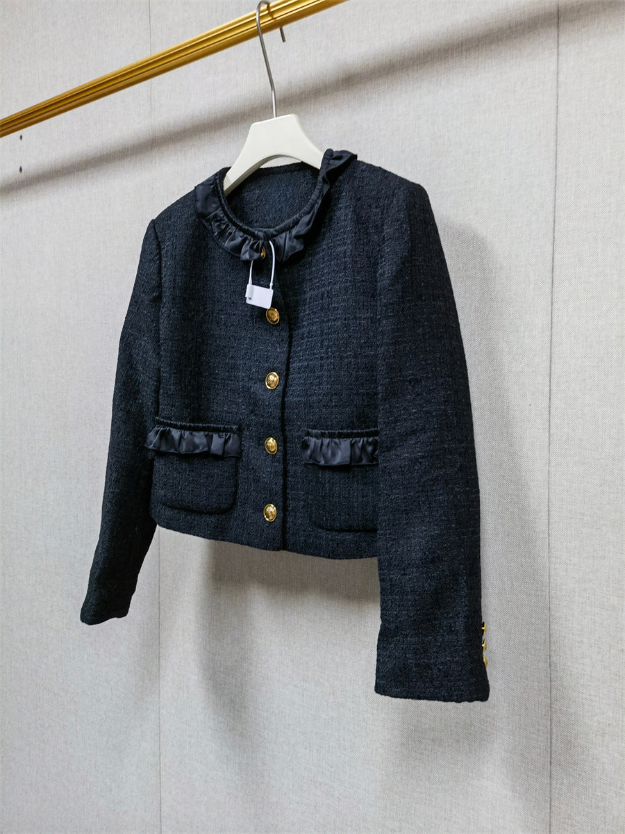 Crew Neck Tweed Jacket Pant Set