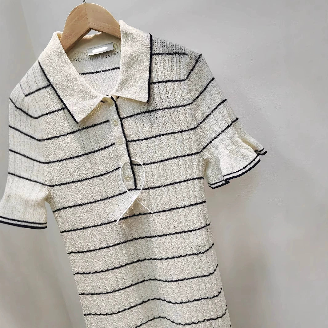 Rayures à volants longues robe