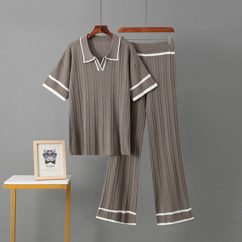 Polo collar  knitted suit