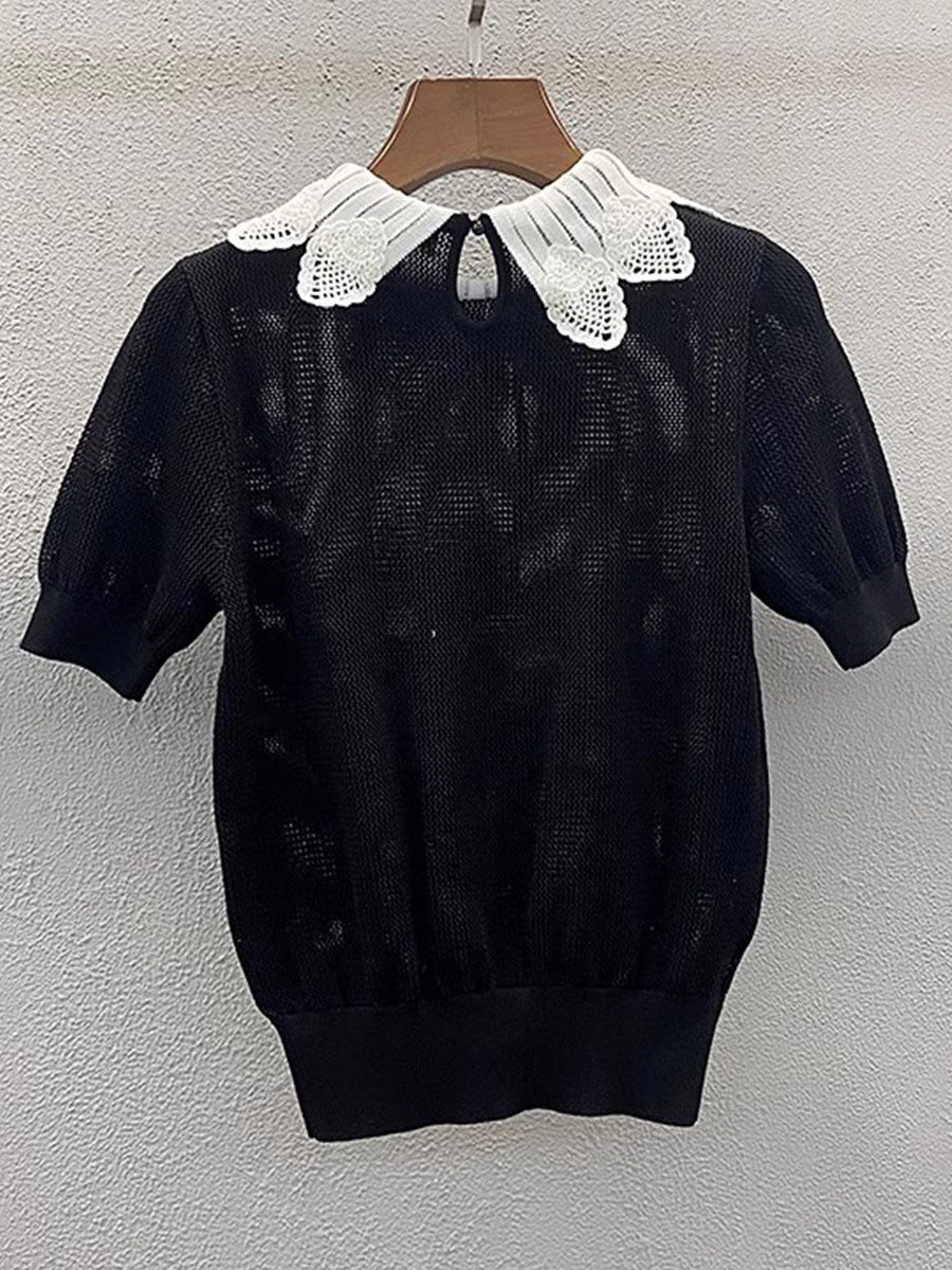 Doll collar sweater top