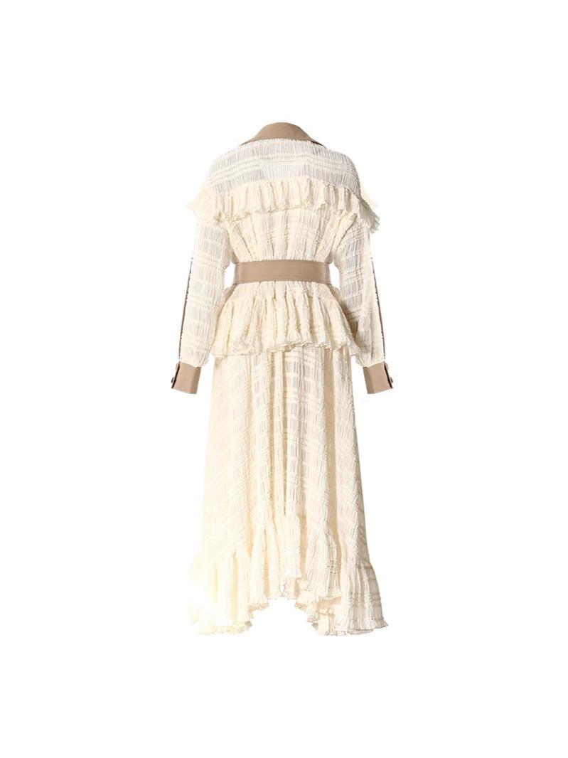 Lace Stitching High-end Waist Jacket dress
