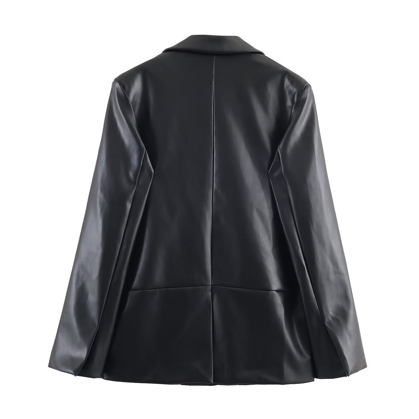Straight Leather Effect Blazer