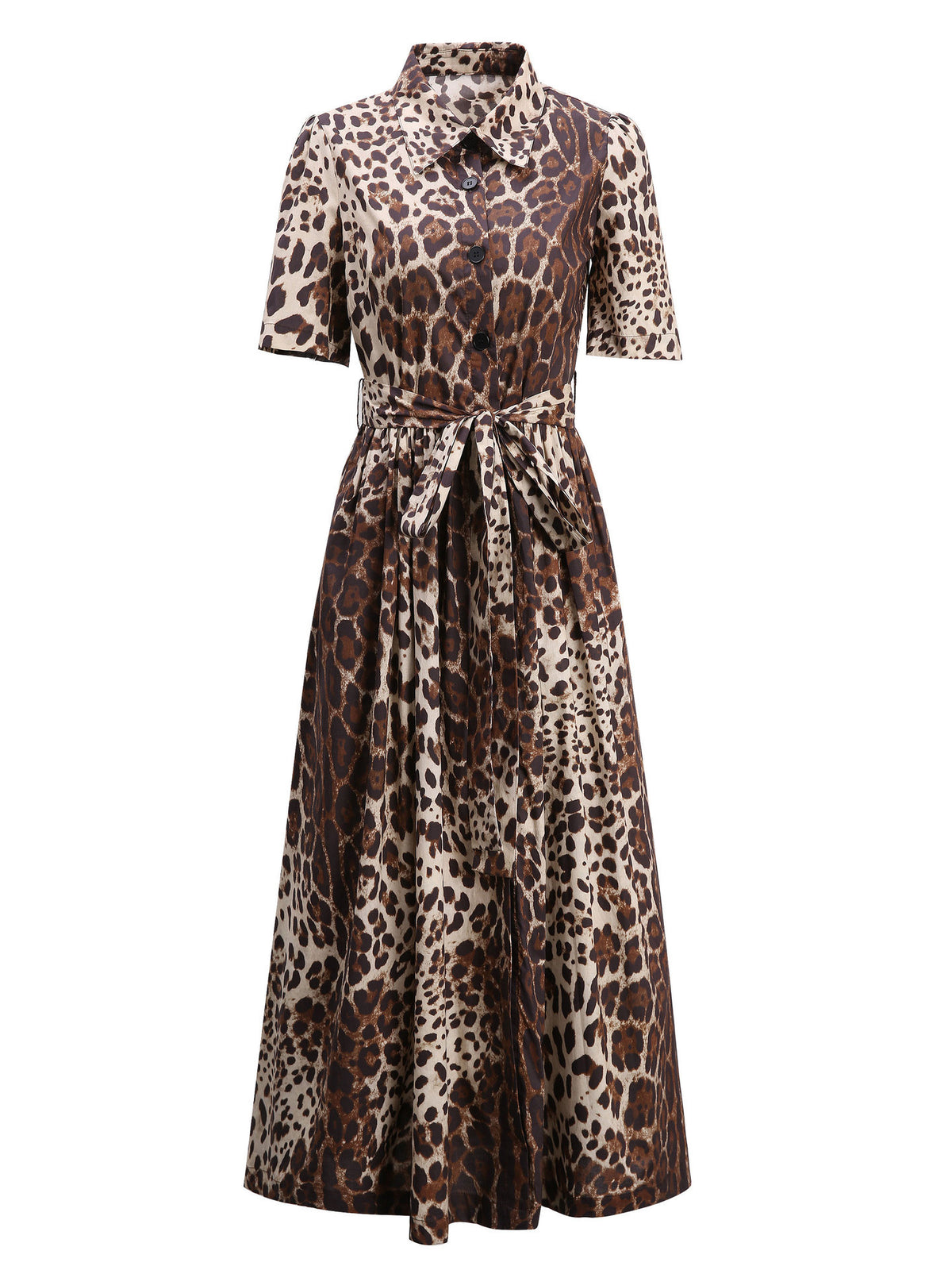 Leopard Belted Midi Dress