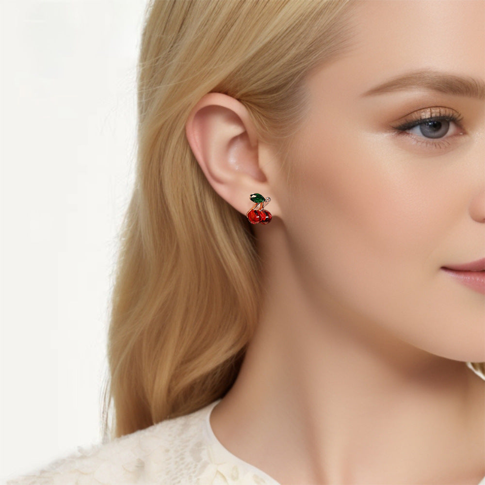 Chery and flower Stud earrings