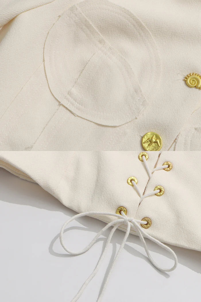 Co-ord Set with Statement Gold Buttons - Ivoire