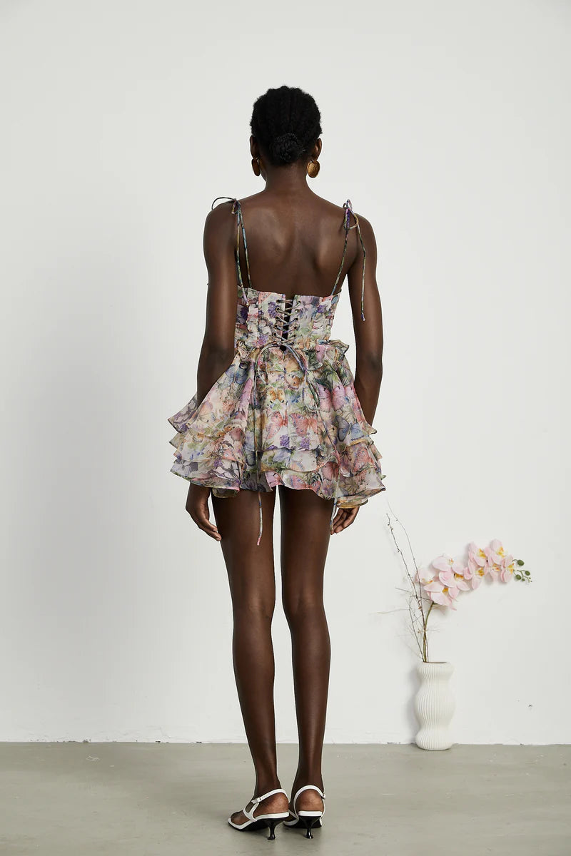 Juliette Floral Print Preeded Mini Robe